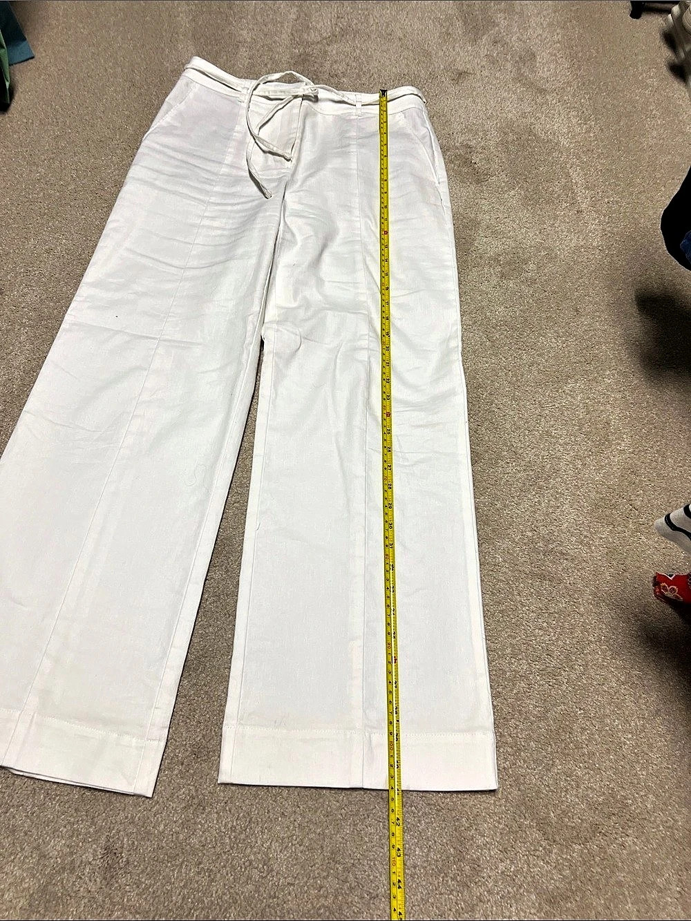 LOFT Wide Leg Cotton Linen Pants in White Size 6